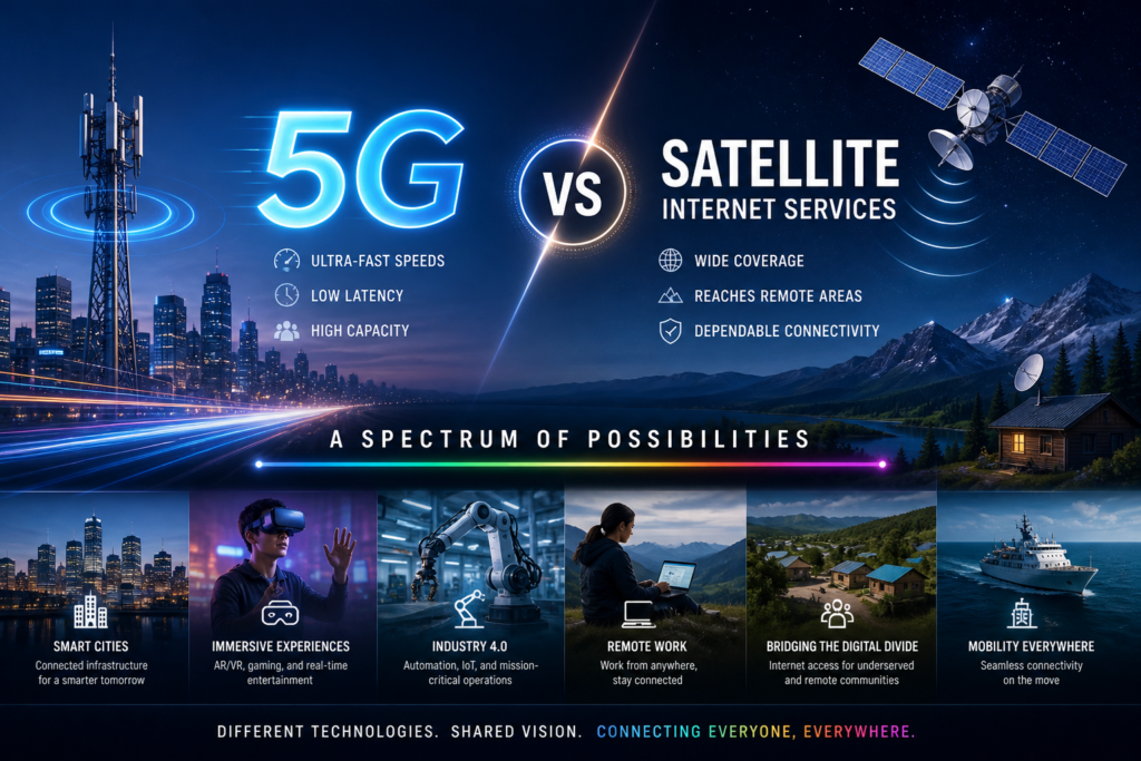 5G vs/ Satellite Internet Services Spectrum Possibilities